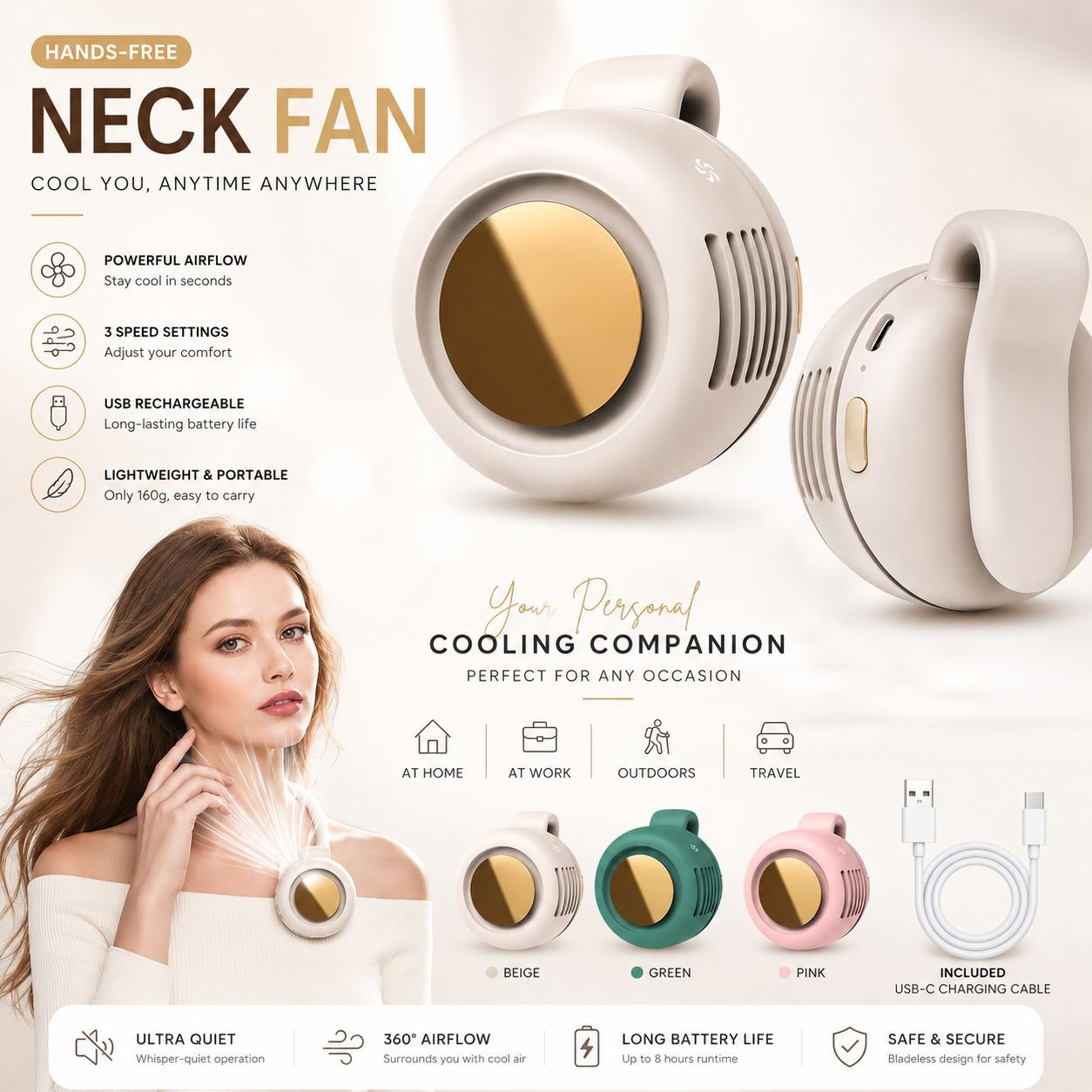 Mini Bladeless Clip-On Portable Fan