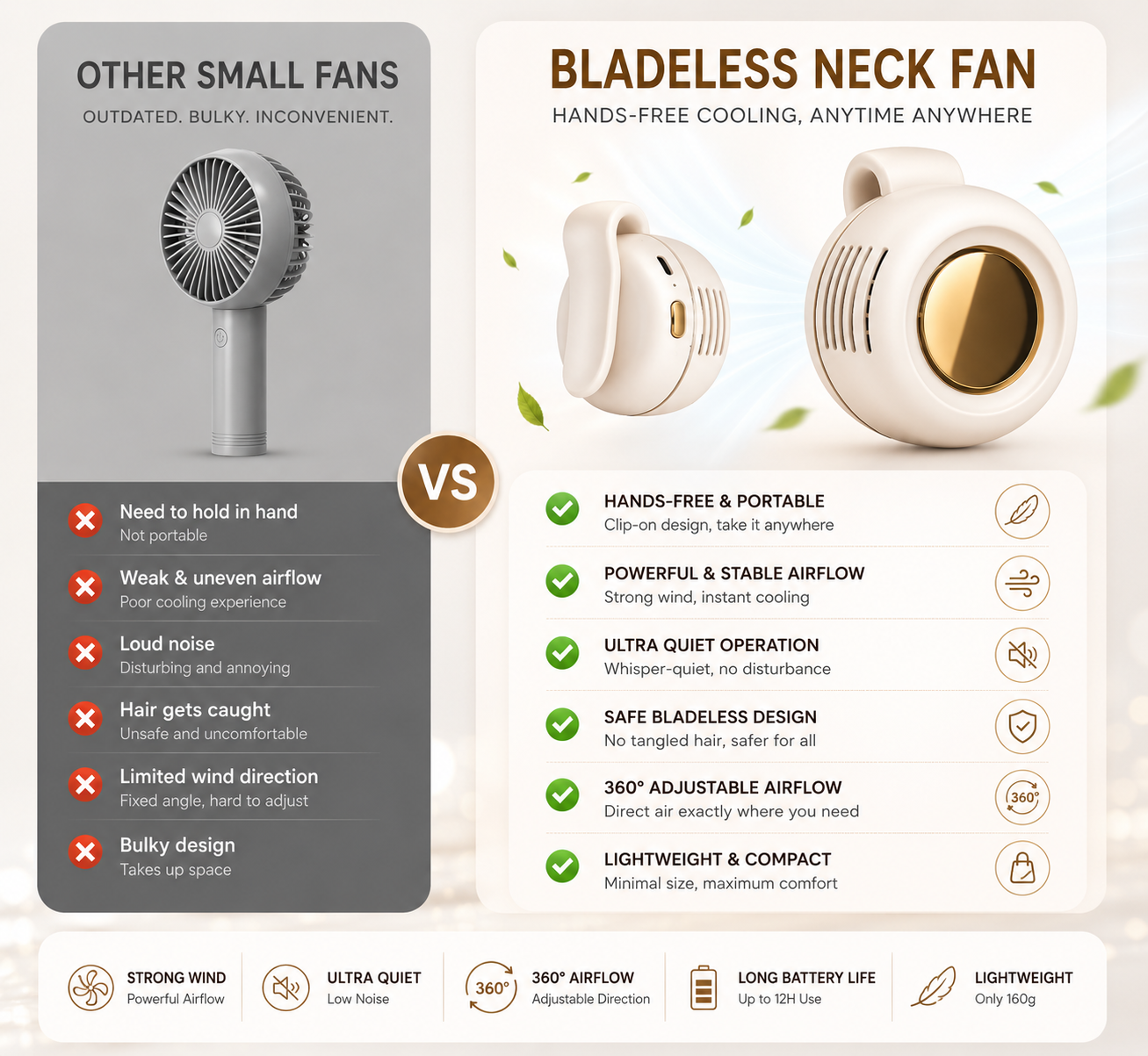 Mini Bladeless Clip-On Portable Fan