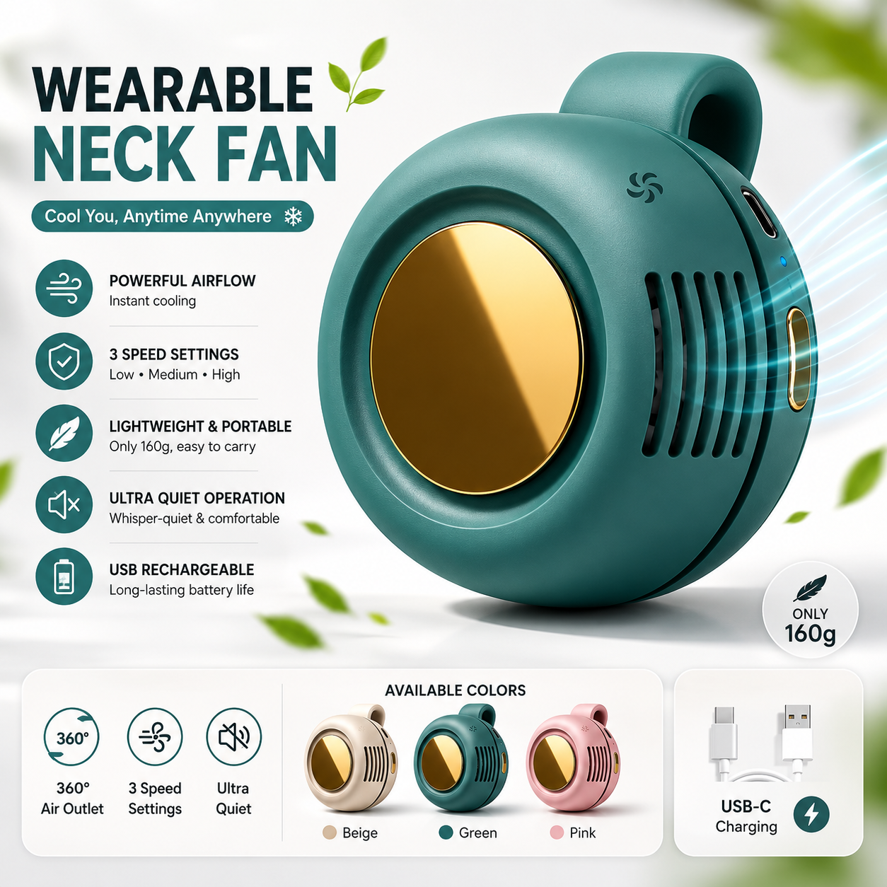 Mini Bladeless Clip-On Portable Fan